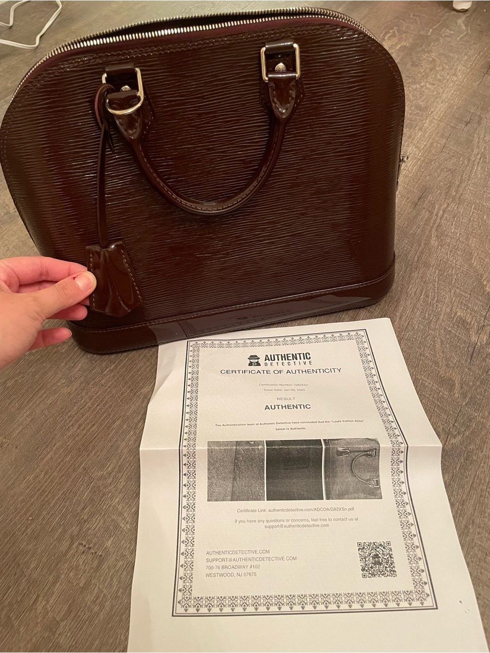 Louis Vuitton Plum/Burgundy/Brown Patent Leather Alma